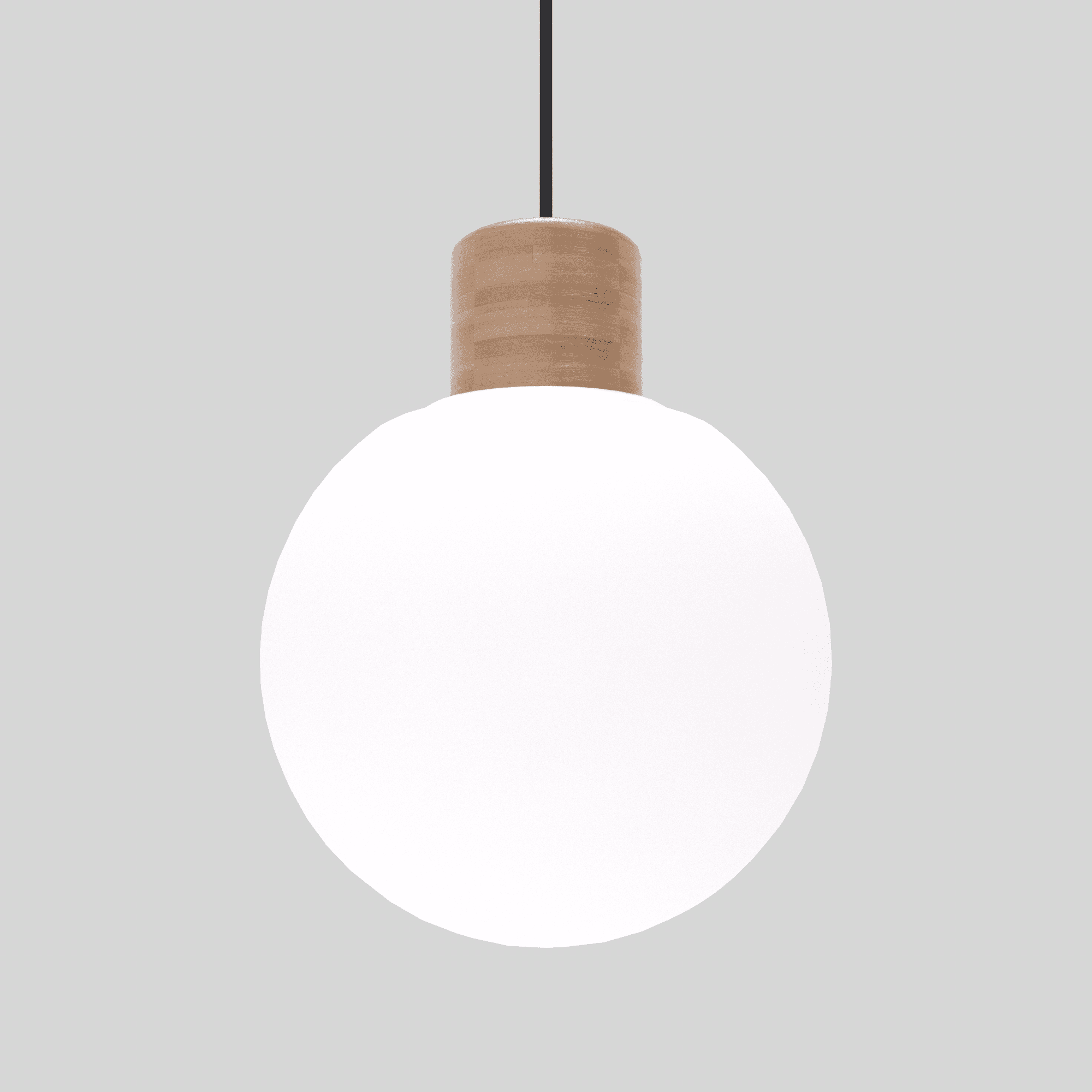 Pallone - Glass Pendant with Wood Top Accent - View 1